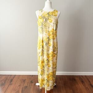 Tommy Bahama Silk Magnolia Cream Yellow Sleeveless Maxi Dress Women's size 8 NEW